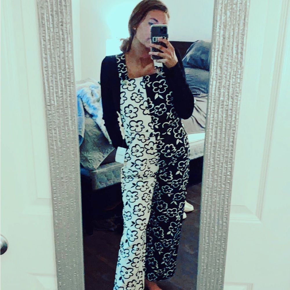 Black and White Floral Jumpsuit